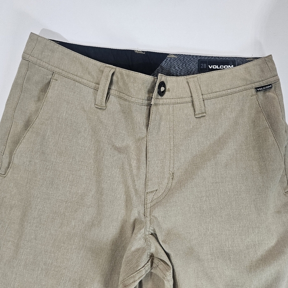 Volcom Mens Shorts Size 28 Beige Khaki Surf‎ & Turf 4 Way Stretch Skater Style - Picture 4 of 6